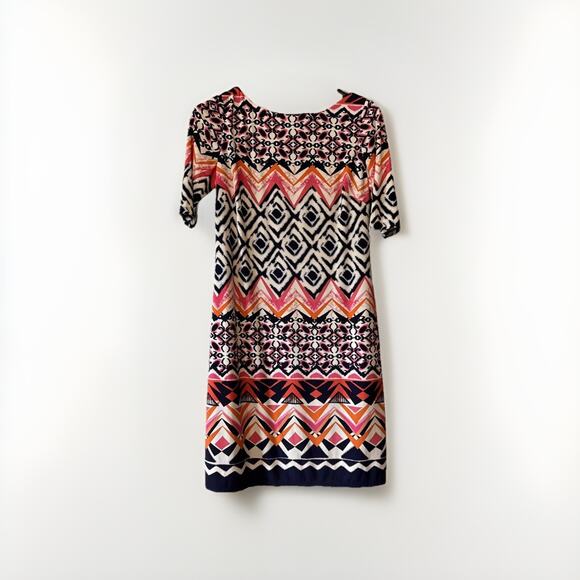 Vince Camuto Dresses & Skirts - Vince Camuto Womens‎ Printed Dress Sz 8 Blue Pink Half Sleeves Polyester Blend